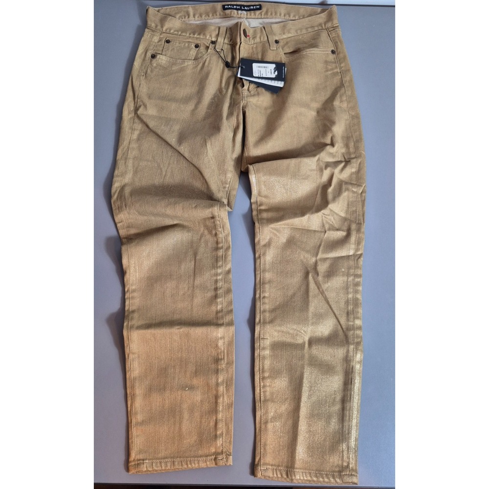 Ralph Lauren 400 Jeans Womens Cropped Matchstick Gold 30x25 NEW NWT